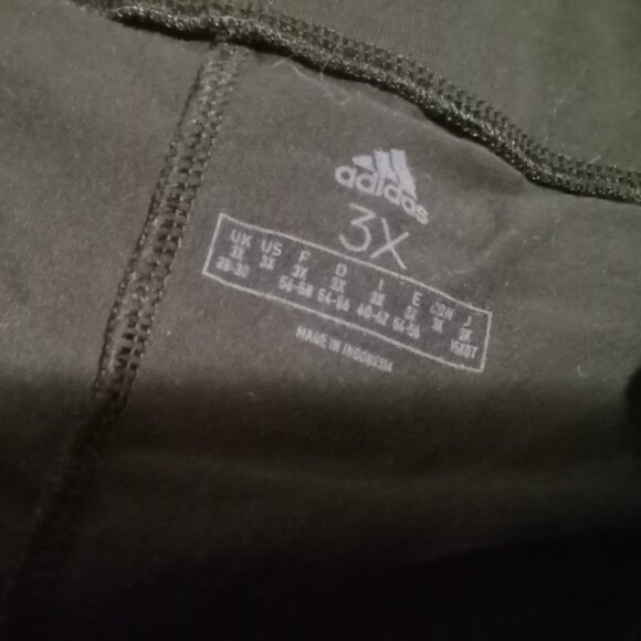 Adidas Black Leggings - Women's Plus Size 3X 3XL - White 'Adidas' Leg Logo - Picture 3 of 3